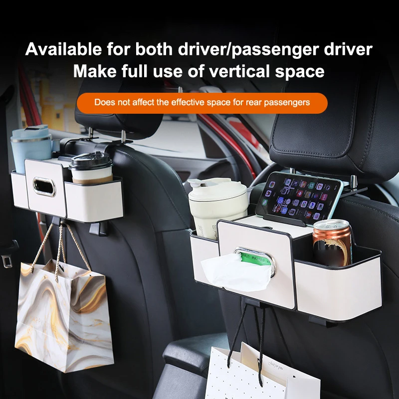 Car Backseat Hanging Seat Hook Storage Cup Holder Universal Car Interior  Multifunctional 4-in-1 Storage Box