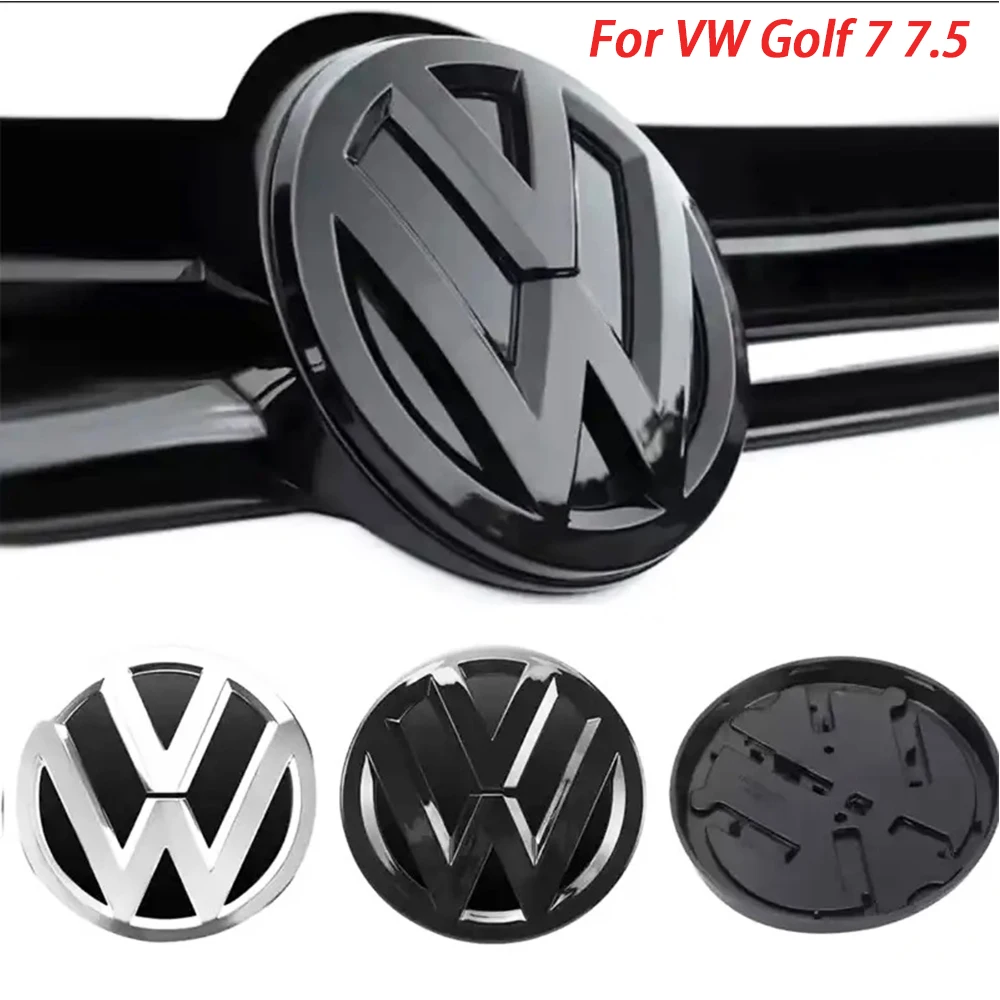 Black Chrome Car Front Radiator Grille Emblem 137MM+Rear Trunk Lid Badge 115MM Auto Emblem For Volkswagen VW Golf 7 2014-2017