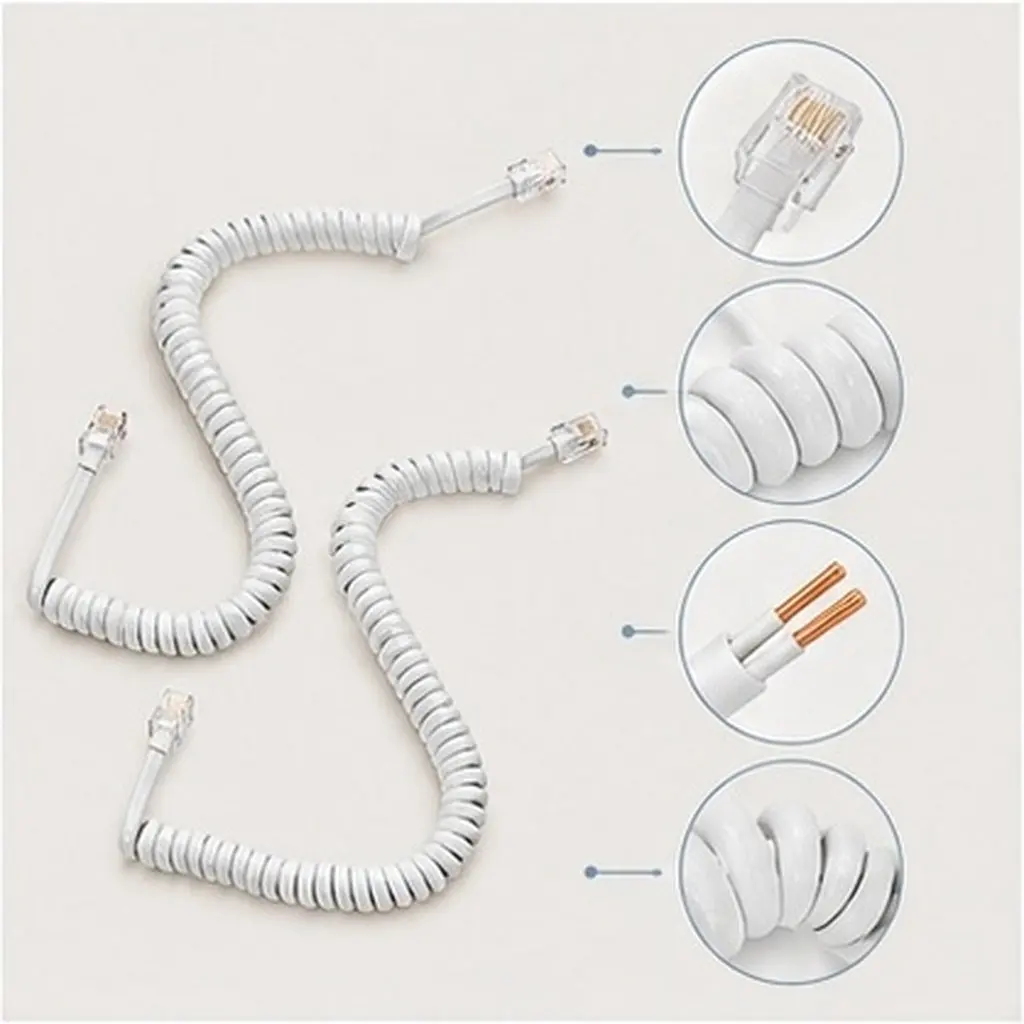 2 pcs Telephone Cord Coiled Line Cable Landline RJ11 Halloween Christmas New Year Landline Phones Cords Office Worker Stable