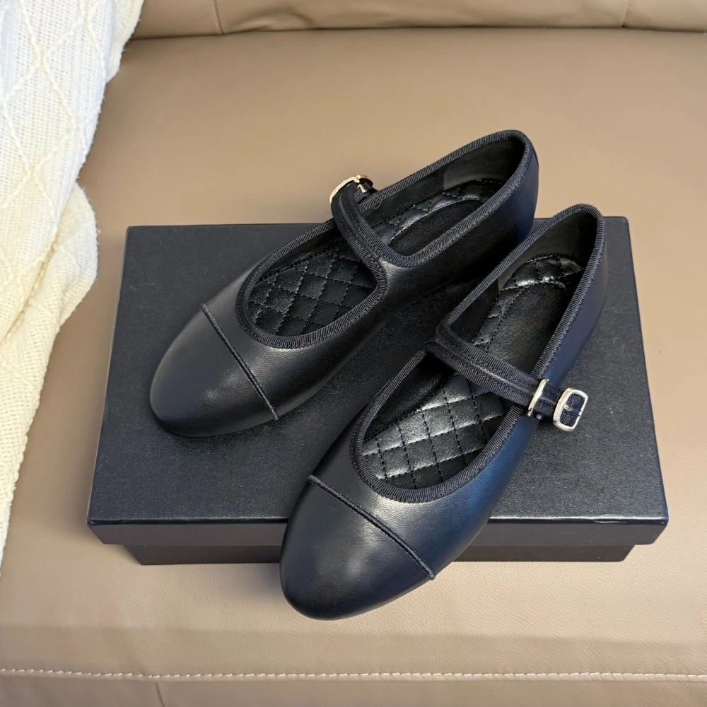 Elegant one-button bow round-toe ballet shoes for daily comfort and casual commuting Mary Jane shoes for women versatile shoes
