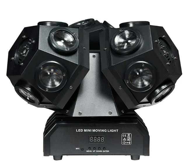 DMX512 Control Sound Activated Strobe Effect Stage Lighting 3 Head Beam Moving Head Light 18 LED Beads Rotating Stage Light Auto