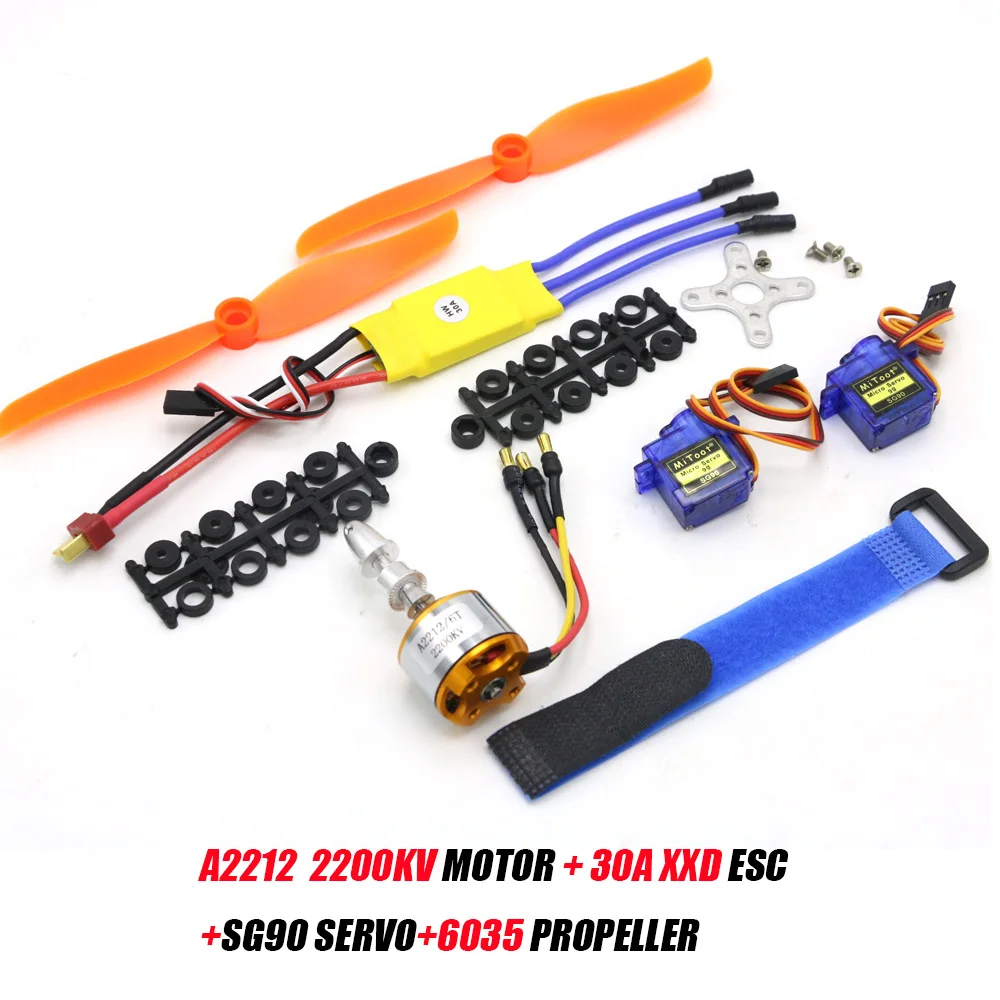 A2212 2212 2200KV 1400KV 1000KV Borstelloze Motor 30A 40A/40A BLheli ESC SG90 9G Micro Servo voor RC Vaste Vleugel Vliegtuig Helikopter - afbeelding 1