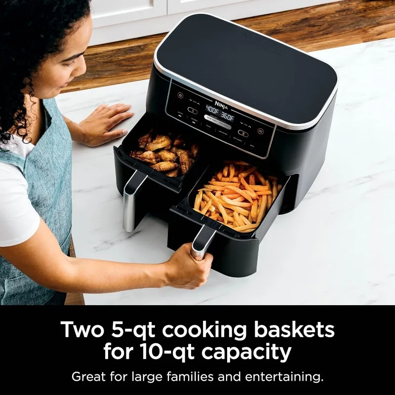 Imagem -05 - Dualzone-smart Air Fryer com Cestas Independentes Match Cook e Acabamento Inteligente para Air Fry Air Broil Mantenha Quente Preto xl em 1