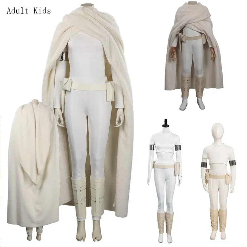 Adult Kids Padme Children Amidala Cosplay Costume Outfits Halloween Carnival Suit For Women Girls Cloak Dress Fashion Clothes AS