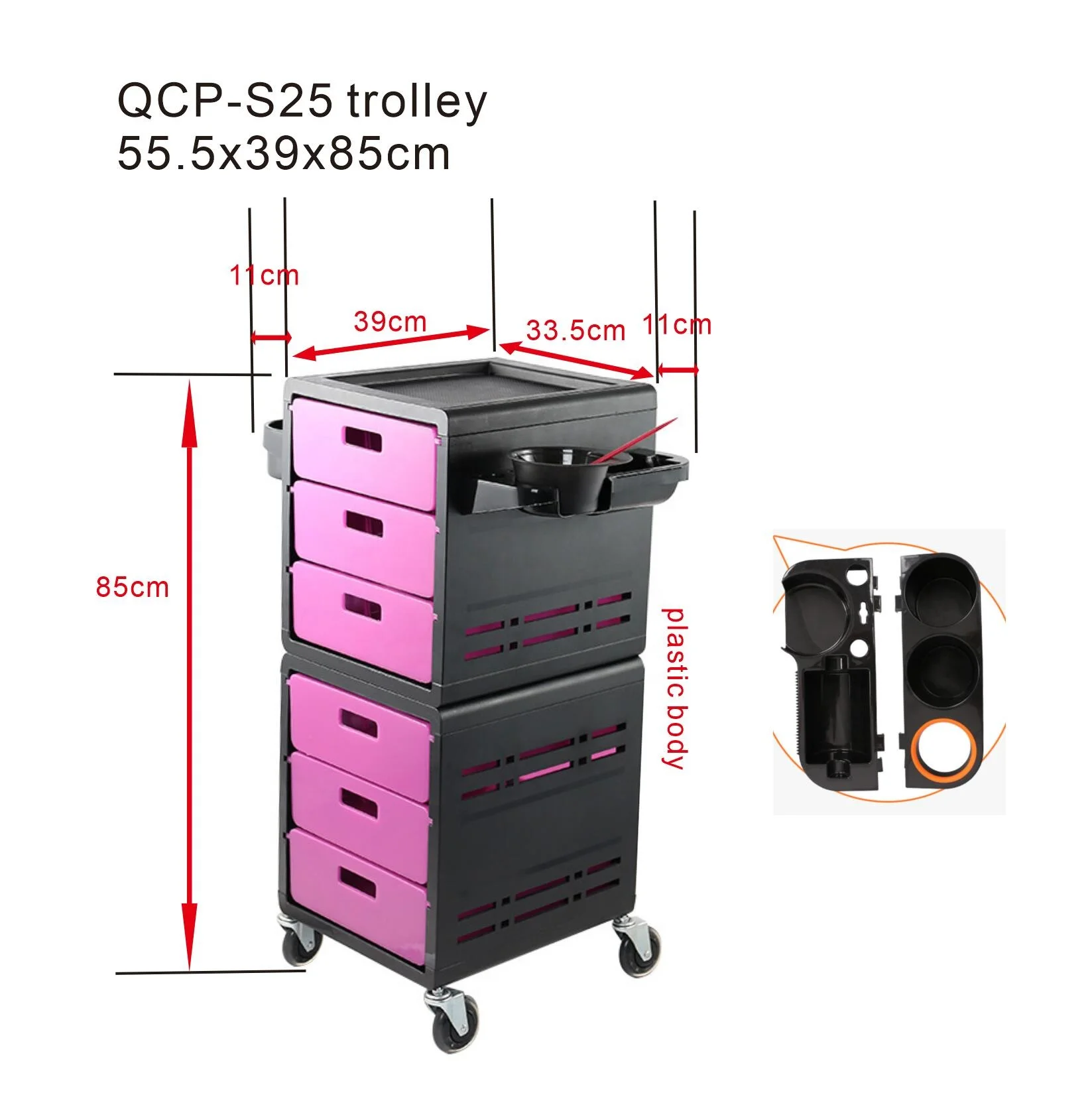 Hairdresser Equip Black Salon Furniture Salon Equipment Trolly For Salon Beauty Trolley