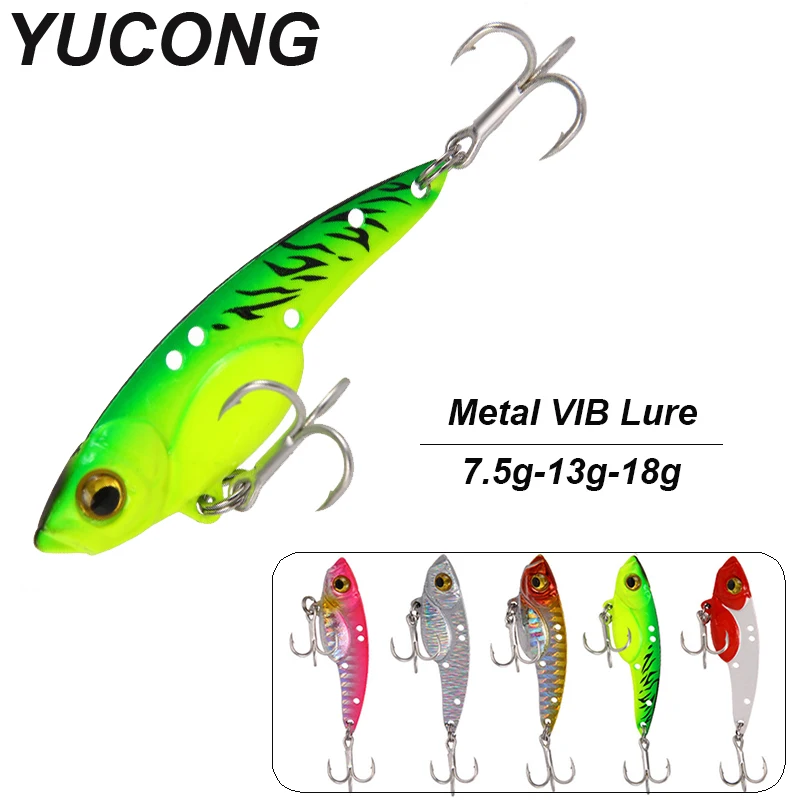 YUCONG 1PCS Metal Jigs Lure 7.5-13-18g VIB Fishing Bait Vibe Jigging Spoon Sinking Vibration leurre duro cebo Hart köder peche