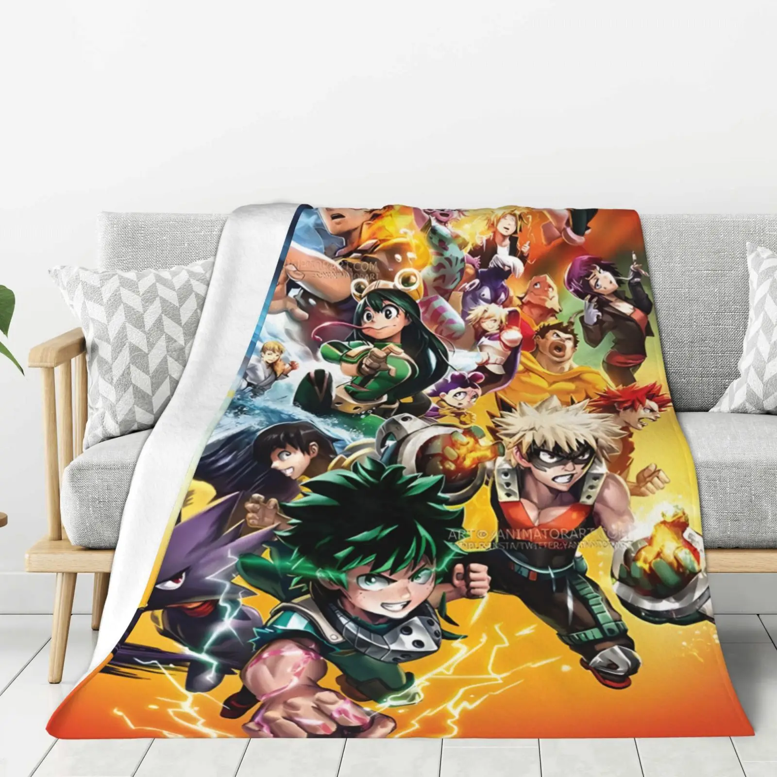 My H-hero Academia Cartoon printed blanket Warm Flannel Blankets Soft and Comfortable blanket Home Travel Blanket Birthday Gift