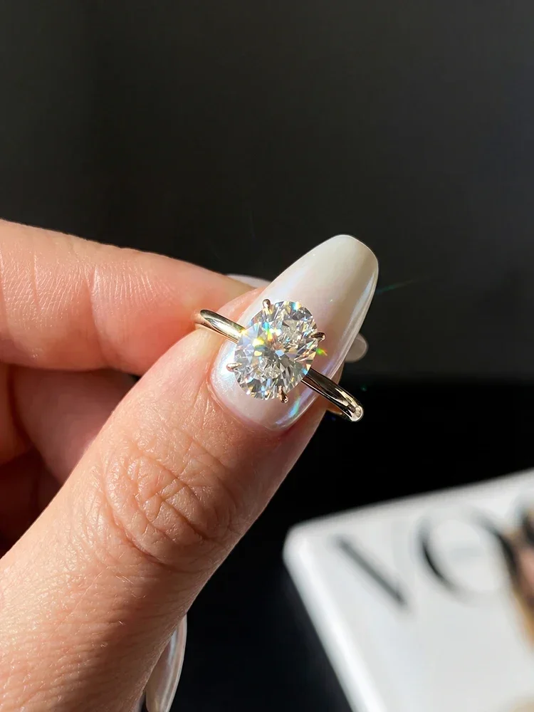 925 Sterling Silber Mode 1-2 Karat Brillanter Ovaler Moissanit Diamant Verlobungs- und Eheringe für Damen Feiner Schmuck – Detail 4