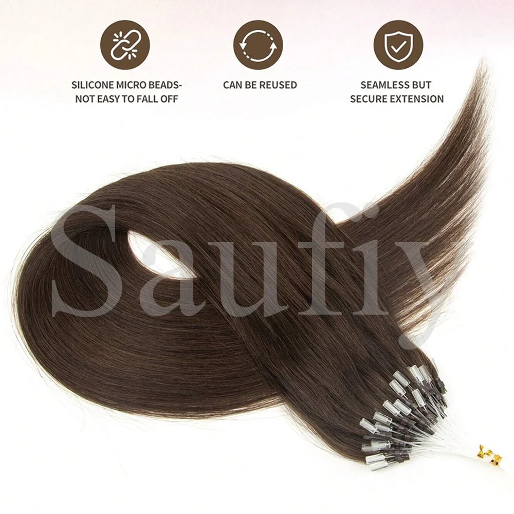Micro Loop Human Hair Extensions Women Straight Brown Micro Bead Ring Hair Extensions Natural Blonde Black Human Hair 30g/pack