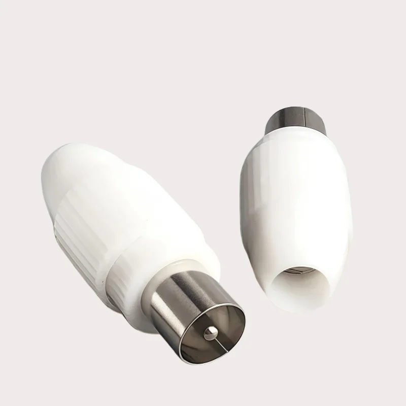 5PCS 75-5 Free Welding RF Television Male Female Plug 9.5 TV RF Terminal Antenna Connector White Colour 9.5 Video Plug Adapter