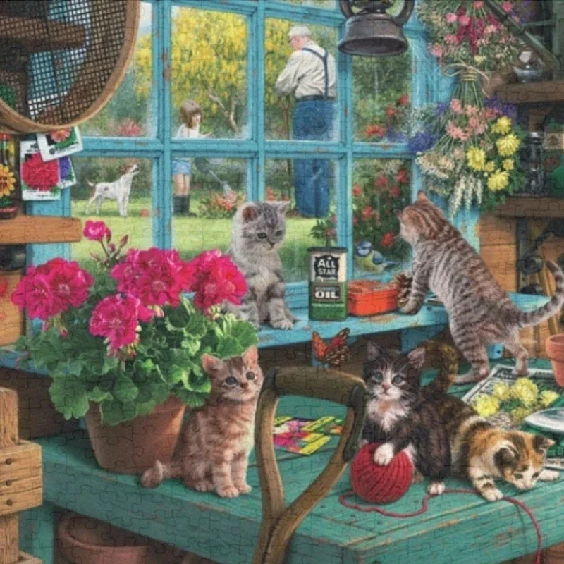 75*50cm Adult 1000 Pieces Jigsaw Puzzle Curious Kitten Cute Animals Paintings Stress Reducing Toys Christmas Gifts