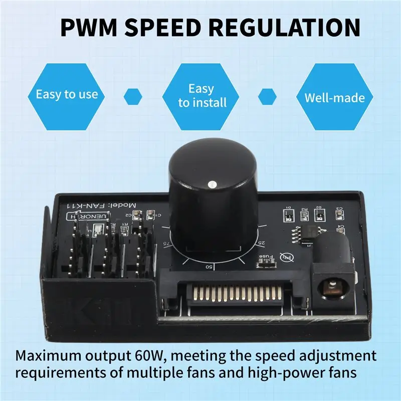 AS58 PWM Fan Speed Controller High Power Sata DC Power 4Pin Fan Governor NAS Server Fan Speed Control PWM Speed Regulation