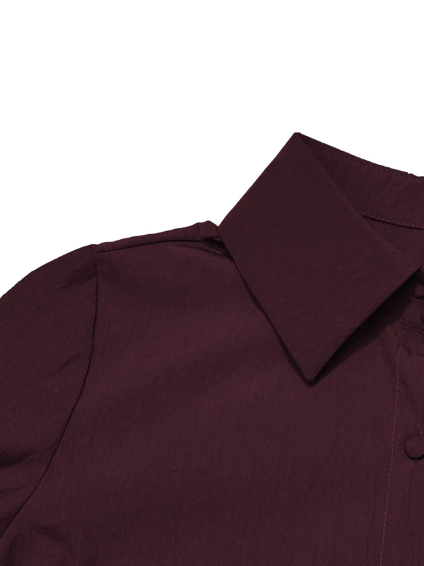 قميص كاجوال بأكمام طويلة وأزرار أمامية بلون سادة مع ياقة قماش خريفي للنساء