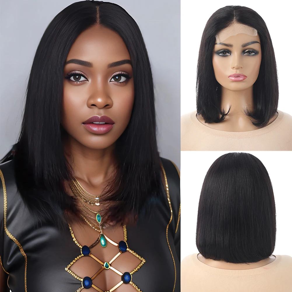 

Bob Wig Straight 4x4 Frontal Lace Human Hair Wig 150% Density Lace Front Human Hair Pre Plucked Glueless Bob Wigs for Women