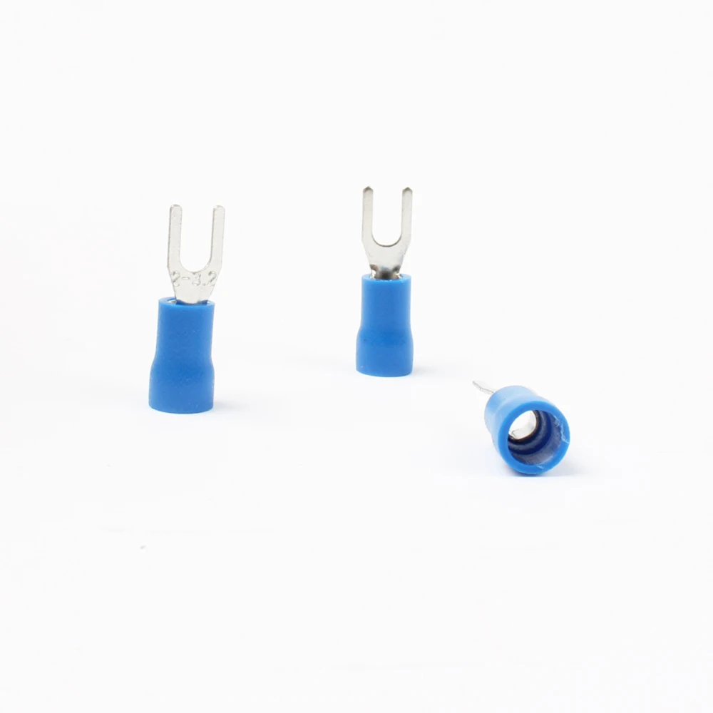 SV2-3 Blue Cold pressed terminals Cable Wire Connector 100PCS Insulated Terminals Connector for 22AWG-16AWG cable 2.5-3 SV