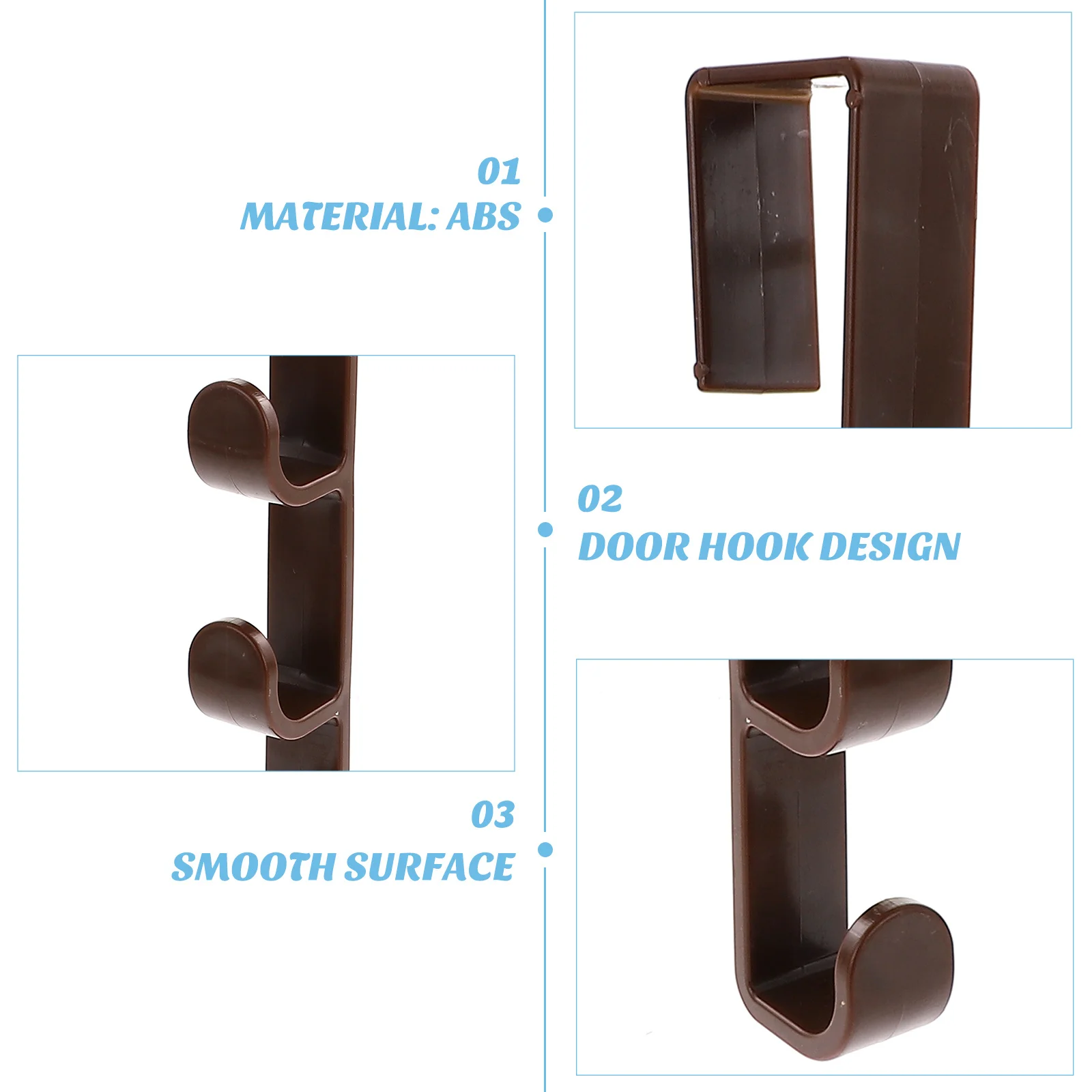 

3pcs Five-Section Over Door Hook ABS Space-Saving Coat Hat Towel Organizer for Bathroom Bedroom Kitchen Locker Factory