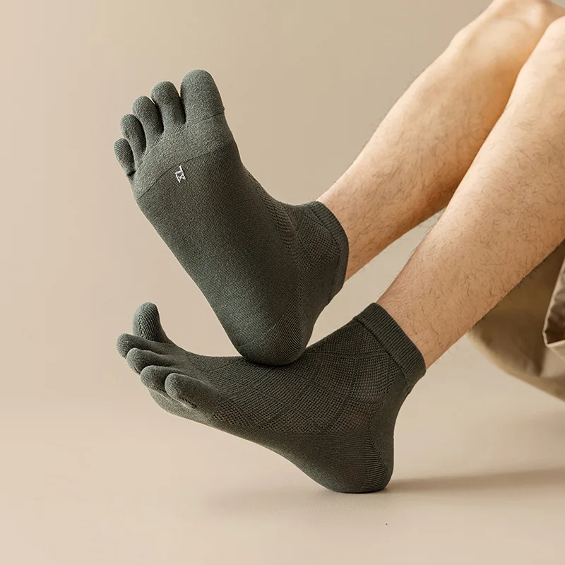5 Pairs Finger Socks Men's Pure Cotton Spring Autumn Short Tube Summer Thin Sub-toe Socks Mesh Breathable Sports Sub-toe Socks