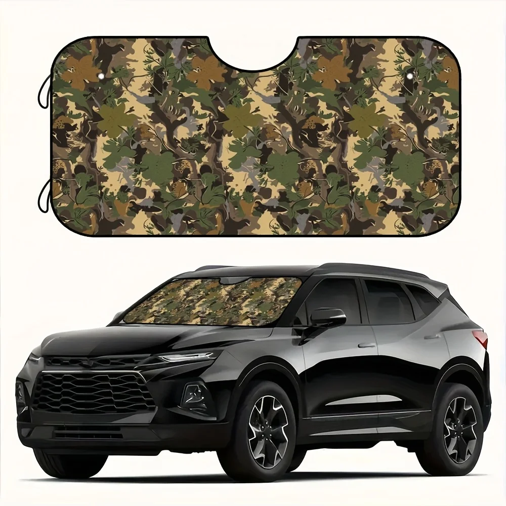 

Складная камуфляжная солнцезащитная козырек на лобовое стекло для грузовиков и внедорожников — блокировка УФ-лучей, прохладная и удобная, подходит для автомобиля, зеленый