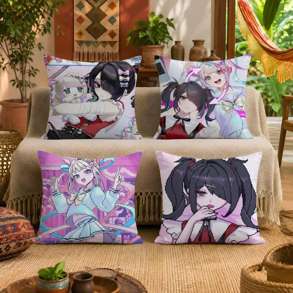 Needy Girl Streamer O-Overload Kangel Game Anime Cushion Cover Pillow Cover Soft Fuzzy Removable Washable Sofa Bed Bedroom Decor
