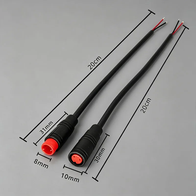 1PCS M6 M8 Waterproof Electric Bicycle Butt Joint Plug Male Female Ebike2- 6 Pin Display Cable Connector Wire 20cm