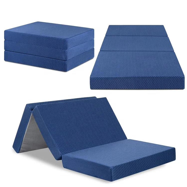 Outdoor and Home Portable Sleep Tri- Folding Memory Foam Mattress Topper