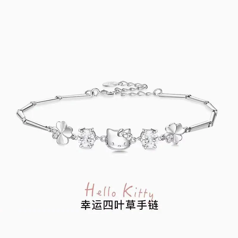 Hello kitty Four Leaf Clover Bracelet Anime Cartoon Sanrio Bracelet Girlfriend Bracelet Student best friend wedding bracelet