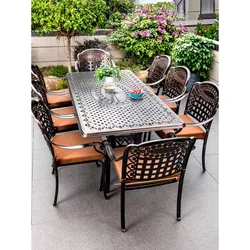 Outdoor tables and chairs cast aluminum pendulum courtyard garden balcony open-air yard set leisure outdoor terrace villa combin