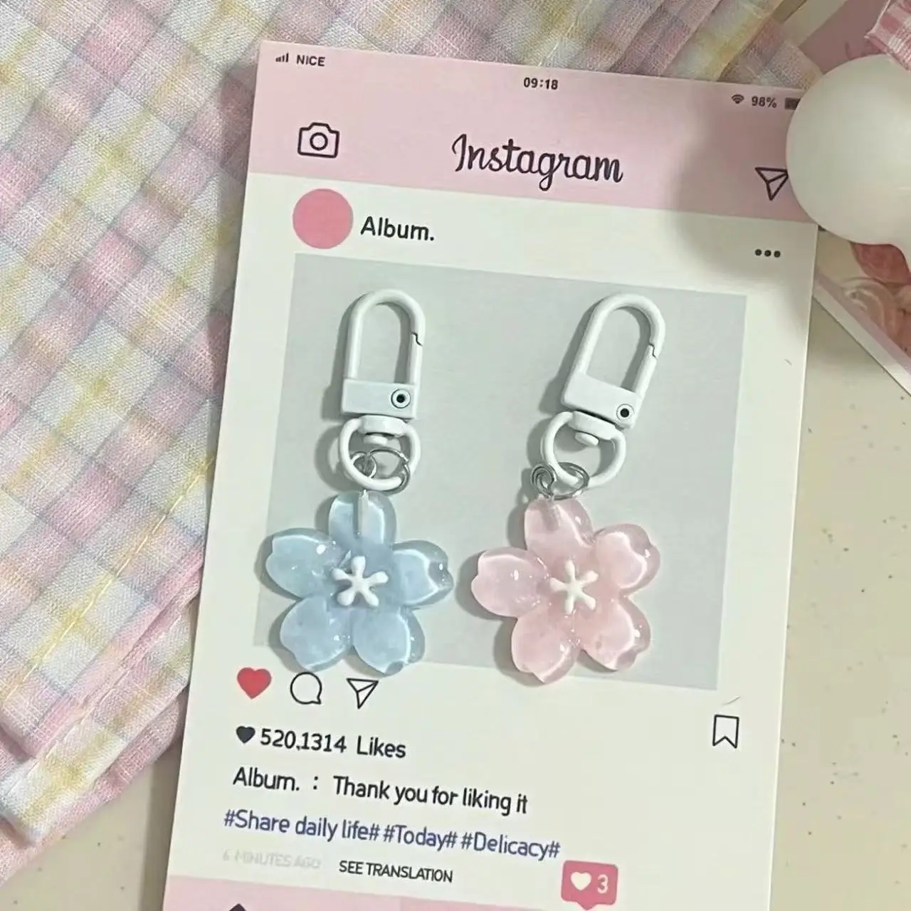Simulated Sakura Key Chain Resin Cherrys Blossom Jelly Sakura Pendant Keyring Keyring Romantic Translucent Flower Doll Pendants