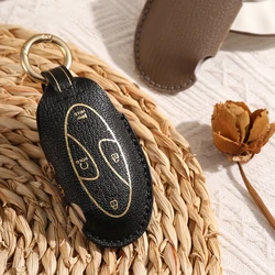 5 7 Bottons Leather Car Key Case Fob Cover for Hyundai Ionic 6 Grandeur GN7 Kona Ev 2023 Accessories
