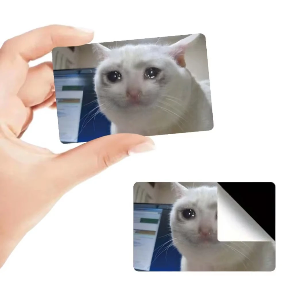 Sad Crying Cat Cute Expression Card Sticker Waterproof Decoration Small Core Car Film Skin Credit Card Protective Cover Decal