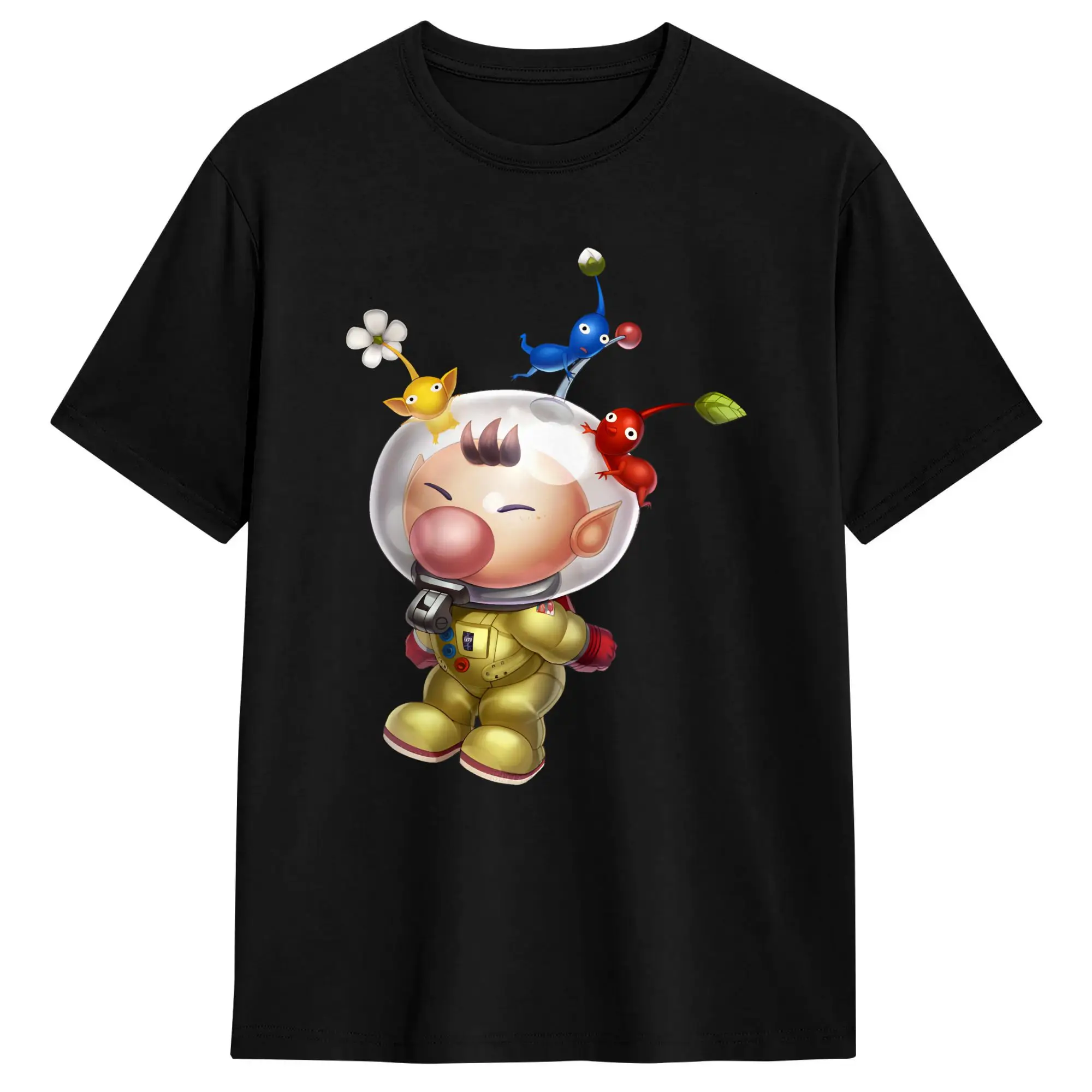 Cute T-Shirt Summer Pikmins Hipster T Shirts 100% Cotton Round Neck Plus Size Clothes Short Sleeve Y2K Basic Tops