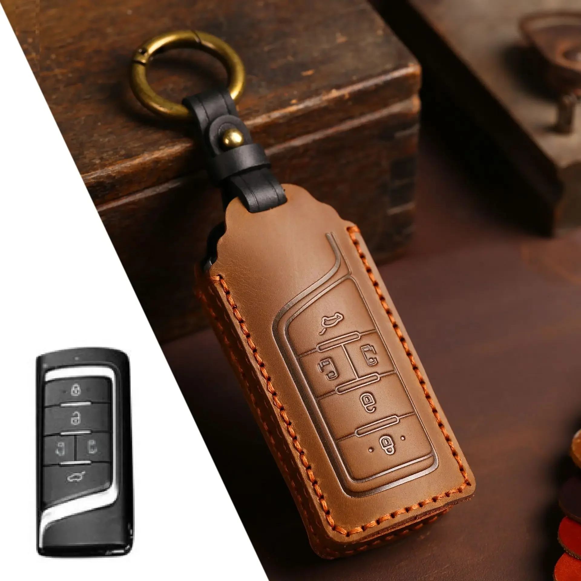 

Leather Car Key Fob Case Cover For GAC Energy Trumpchi GA6 GM6 Aion S V Y LX GS7 GS8 GS5 GM8 GS4 GS3 Gs7 GS8 M8 GS5 Accessories