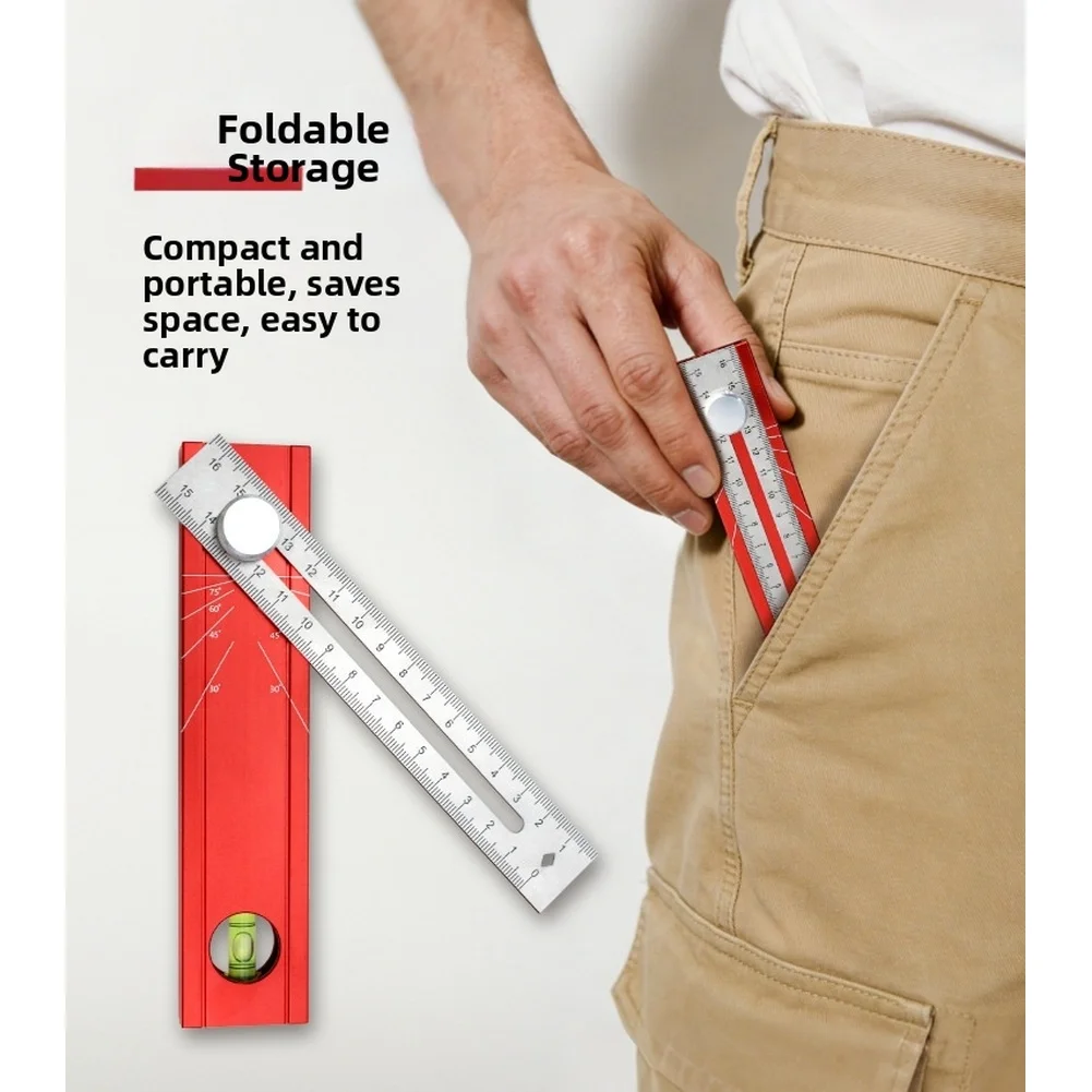 Multifunctional Folding Measuring Ruler With Angle Marking Depth Gauge Metric For Home Repair And Carpentry Tasks DIY