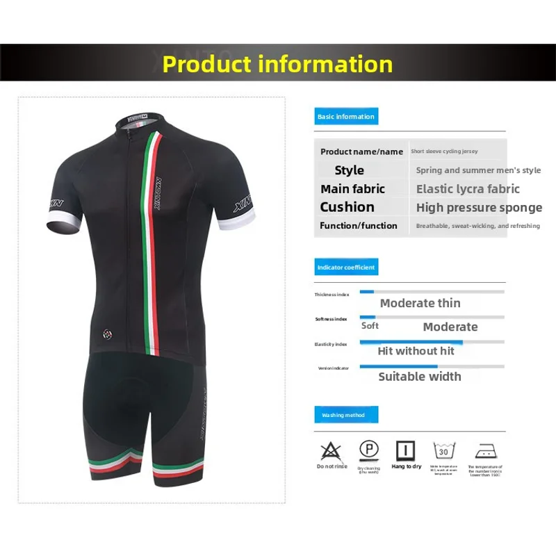 XINTOWN Men's Cycling Jersey Set 3D Padded Bike Clothing Breathable Quick Dry Road Bike MTB Cycling Outfit Summer