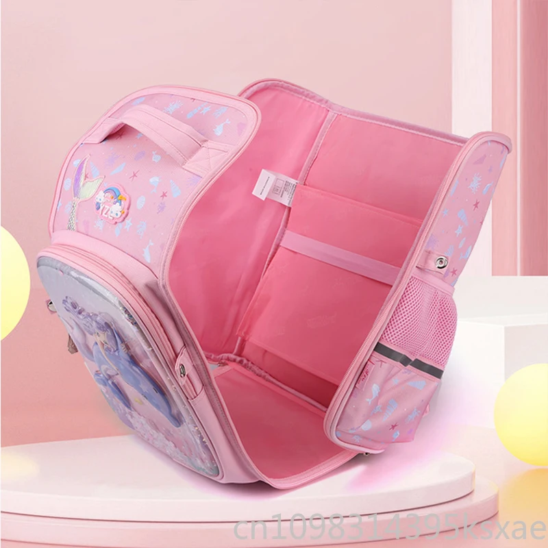 Disney Cute Mermaid Backpack Lightweight School Bag with Spine Protection Elementary Student Bookbag for Girls Boys Grade 1-6