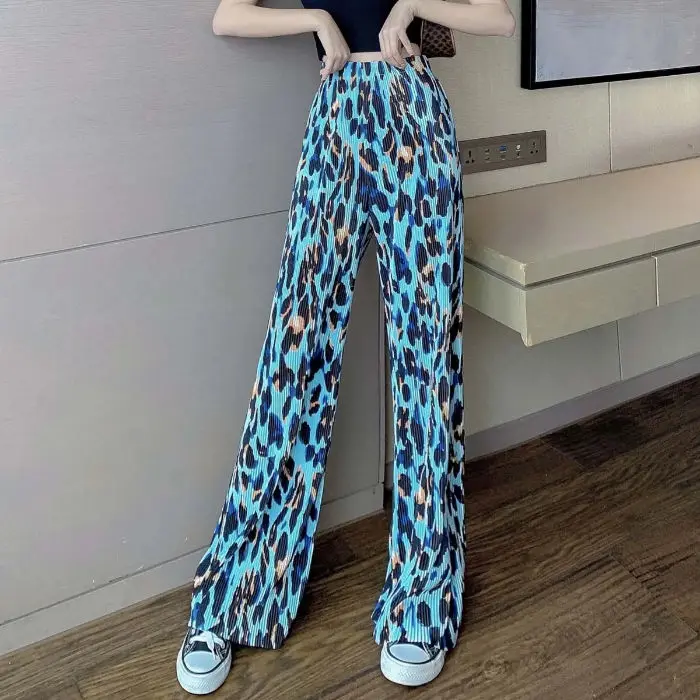 

Oversized wrinkled pants, summer thin pleated high waisted straight tube pants, floor mop pants, women's pants