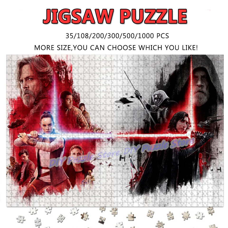 

108/200/300/500/1000/1500Pcs Star War Print Puzzles Darth Vader Jigsaw Puzzles for Adults Hobbies Cartoon Anime Educationla Toys