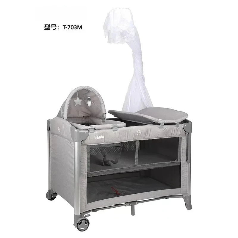 الفاخرة السرير سرير الوليد طوي السفر لعب الطفل سرير محمول 3 في 1 مجموعة الحديثة ناموسية لغرف النوم T-703M