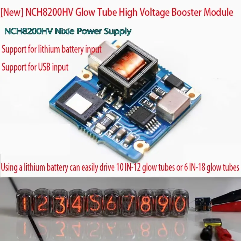 NCH8200HV High Voltage DC-DC Boost Power Supply for Nixie Tube Clock 2.5v-15v Input High Efficiency Omnixie