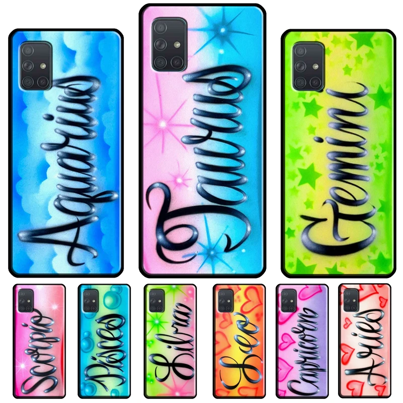 Aries Leo Libra Pisces Virgo Capricorn Aquarius Case For Samsung A54 A34 A14 A12 A22 A32 A42 A52 A51 A71 A13 A23 A33 A53 Cover