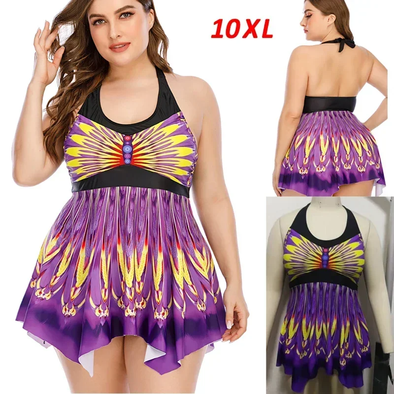 New Summer Women's Swimsuit Super Large Size 8XL 10XL Tankini Swimwear Oversize Female Hot spring Clothing Mesh Beach Wear