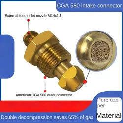 CGA580 Conversion Joint: American Argon CO2 Gas Cylinder Pipeline Outlet Internal Thread Conversion External Thread M14