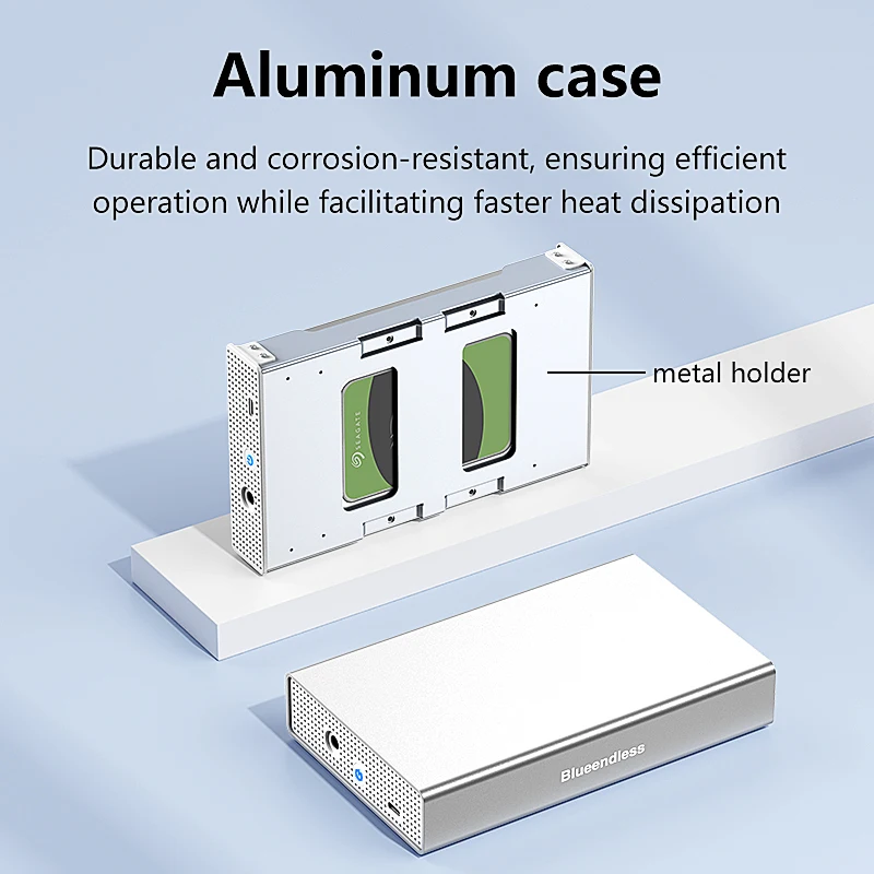 Blueendless SAS hard drive enclosure USB C to 2.5/3.5 inch SAS/SATA HDD box support max 20GB disk speed 5Gbps external hdd case