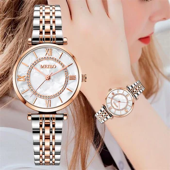 Womens Luxury Crystal Women Pulseira Relógios Top Brand Fashion Diamond Ladies Quartz Watch Aço Feminino Relógio De Pulso