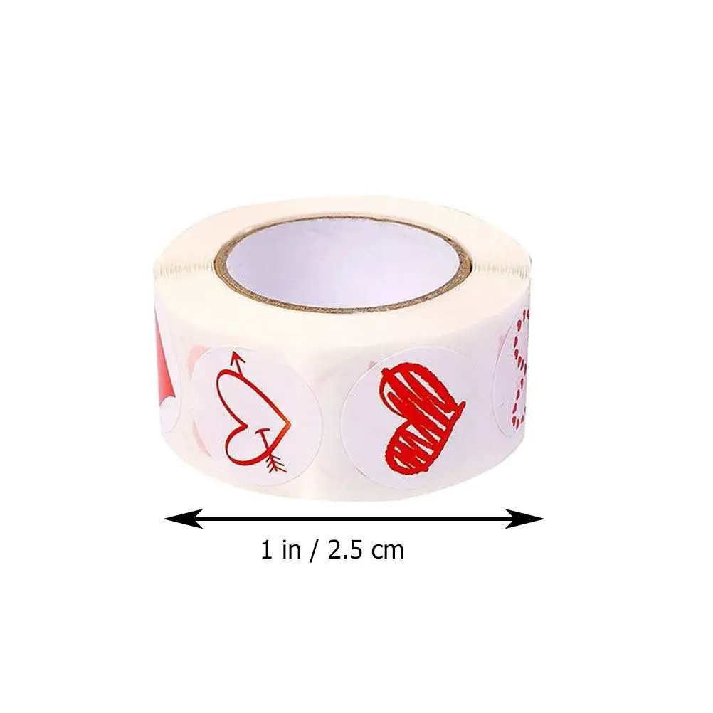 2 Rolls Self-adhesive Heart Sticker Label Stickers Valentine's Day Labels Shaped