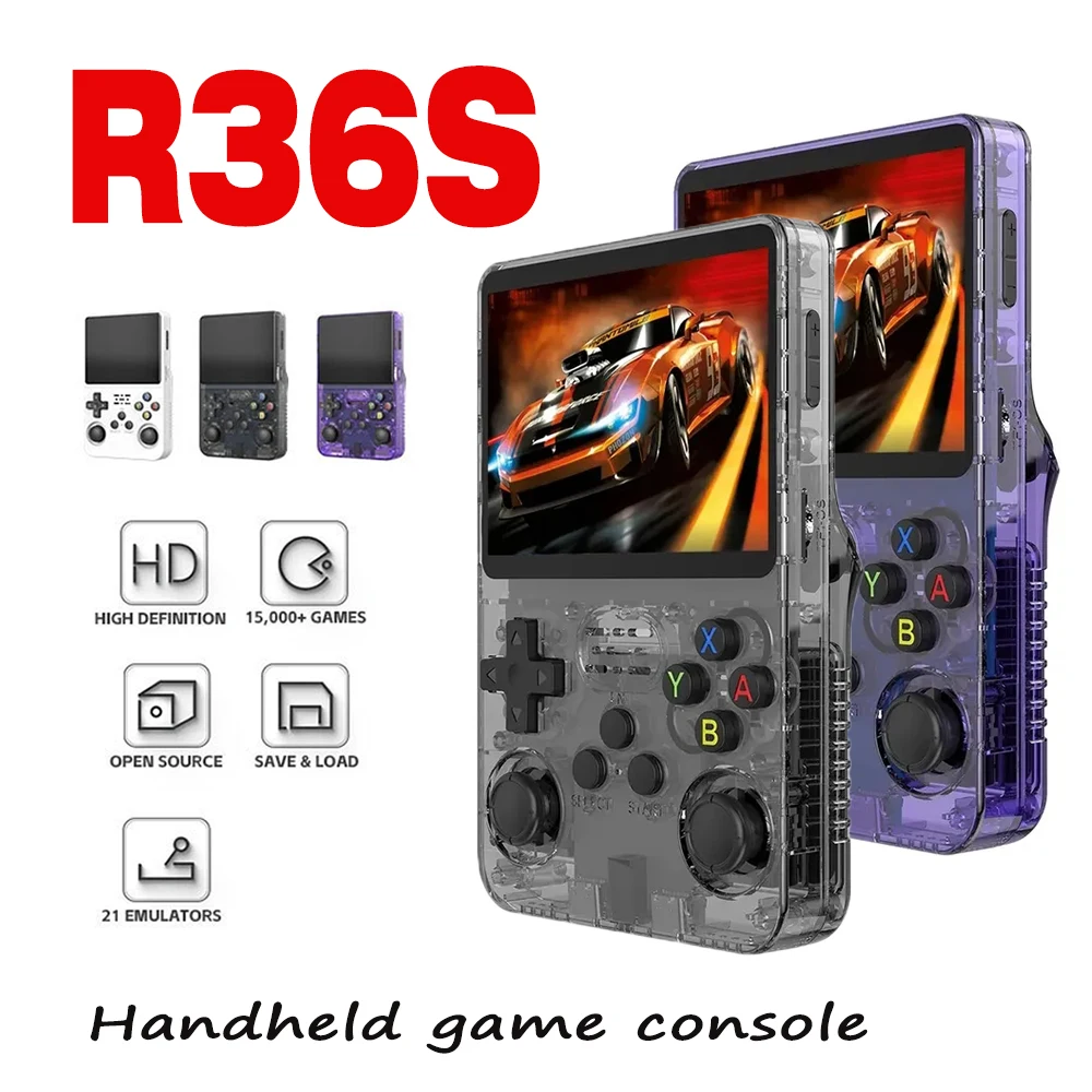Blanc-64g - Console de jeu vidéo rétro R36S, système Linux - Jeux vidéo