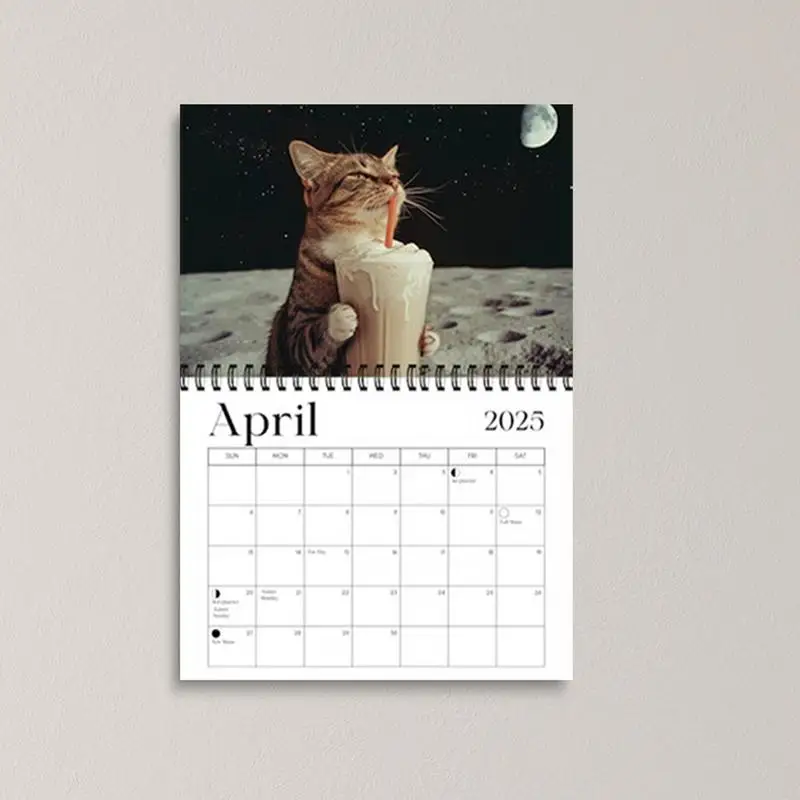 Imagem -04 - Calendário Mensal do Gato Bonito para o Plano Planejador Familiar Organizador Diário Calendários de Parede Planejamento e Programação 2025