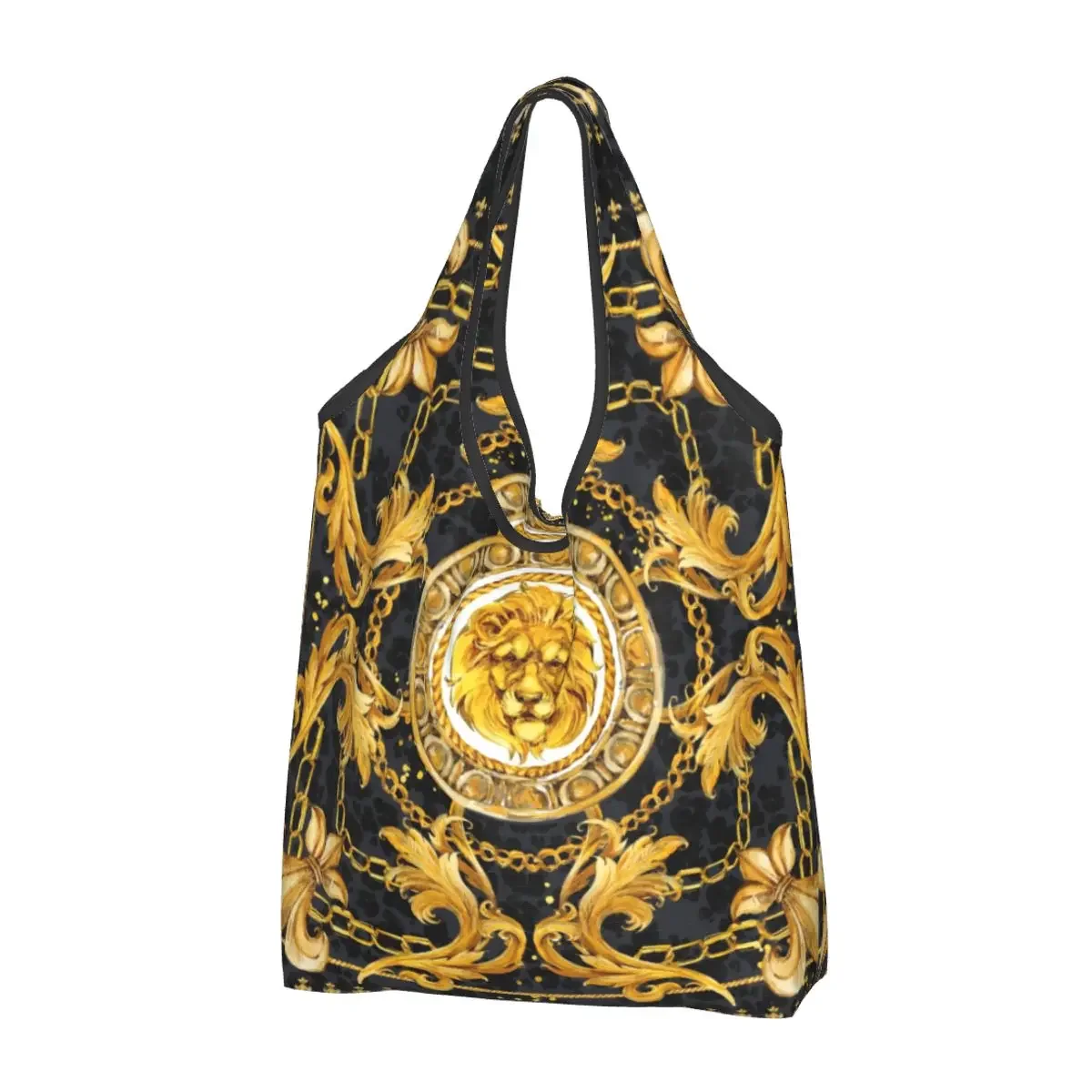 Custom Kawaii Luxury European Baroque Art Shopping Tote Bags Portable Grocery Shopper Shoulder Bag