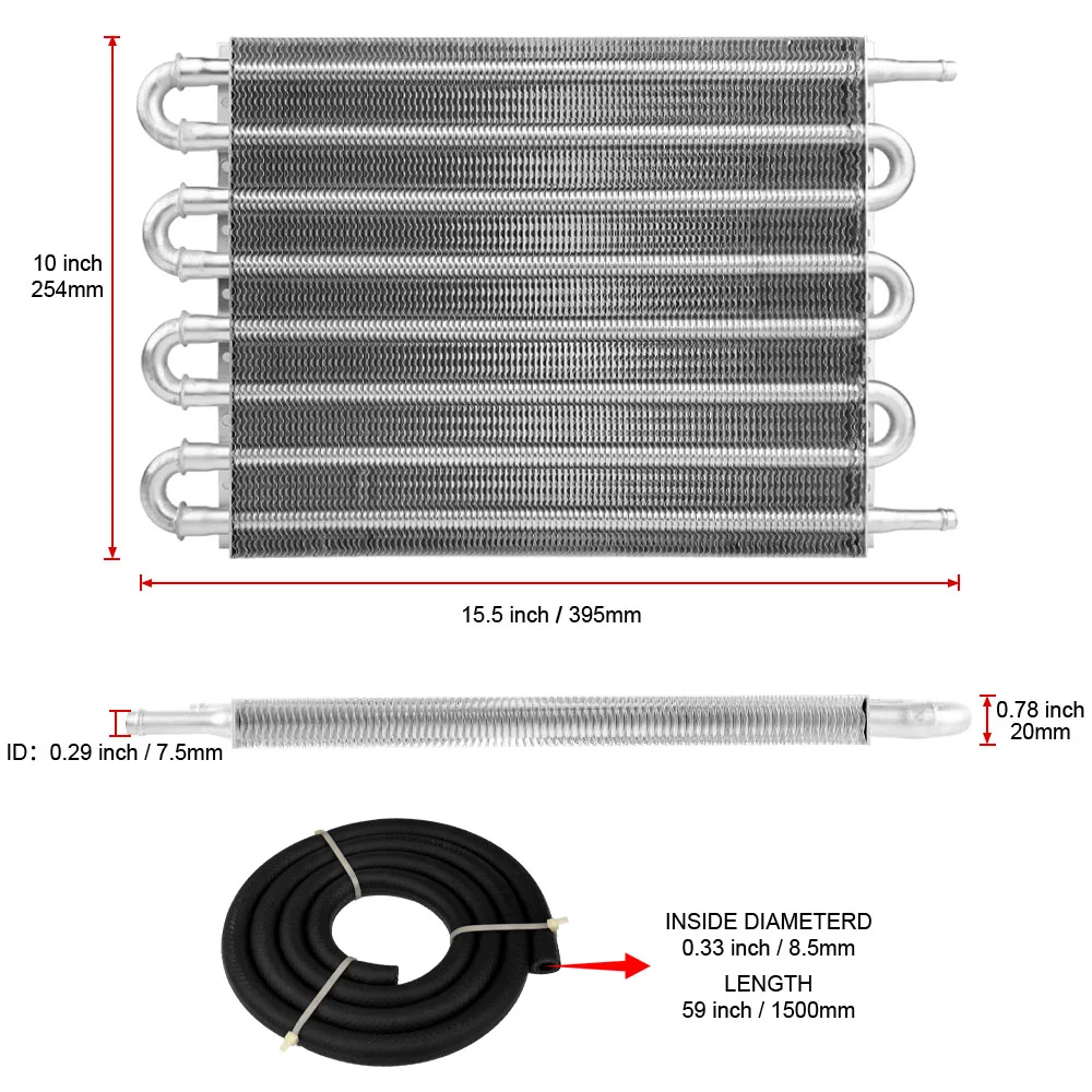 Universal 8-row Oil Cooler Fan Kit with 6AN Connector Oil Hose 180 ° F Thermostat Switch Engine Transmission Oil Cooling