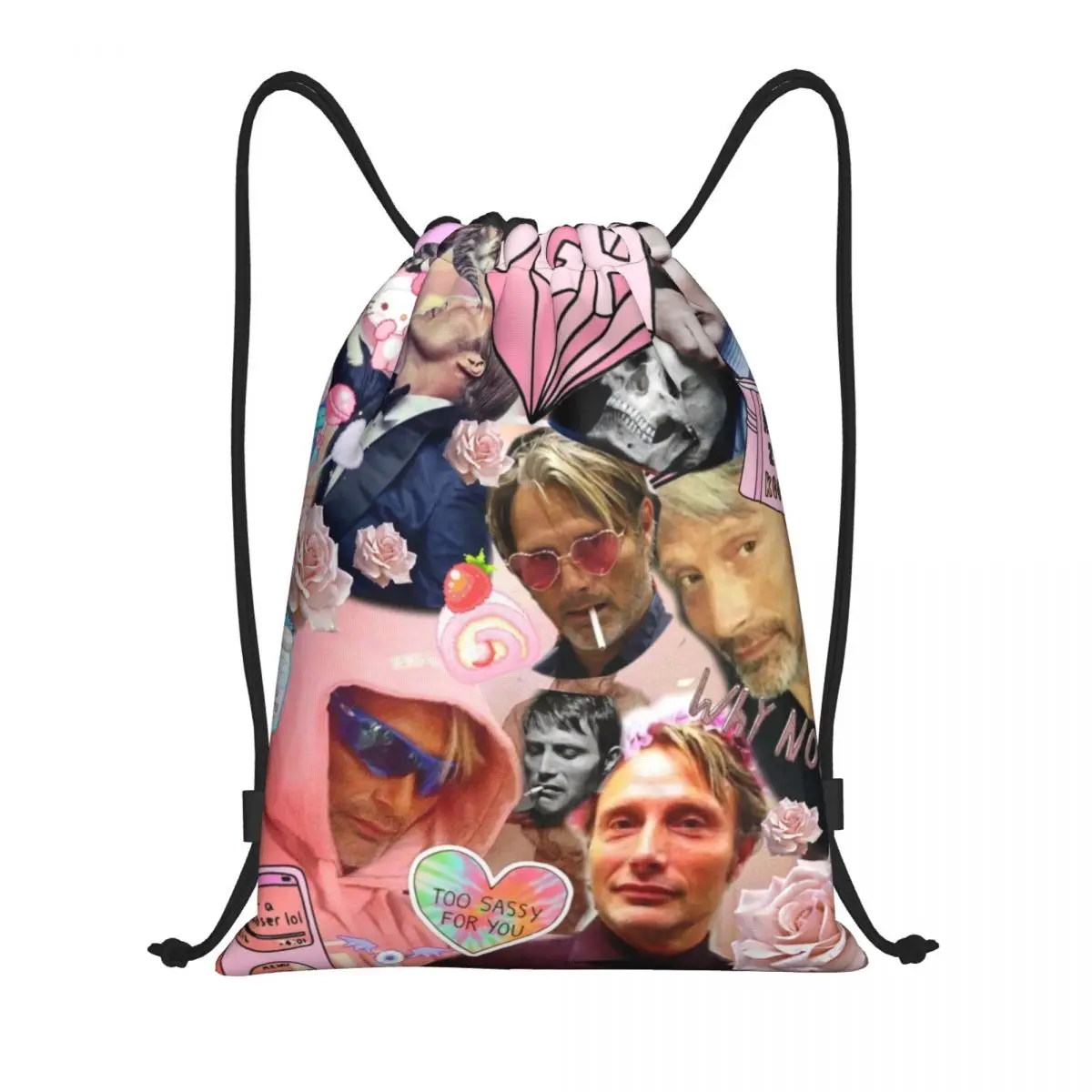 

Рюкзак Hannibal на шнурке для женщин и мужчин, спортивный рюкзак для спортзала, портативный Mads Mikkelsen, сумка для тренировки лица Hannibal